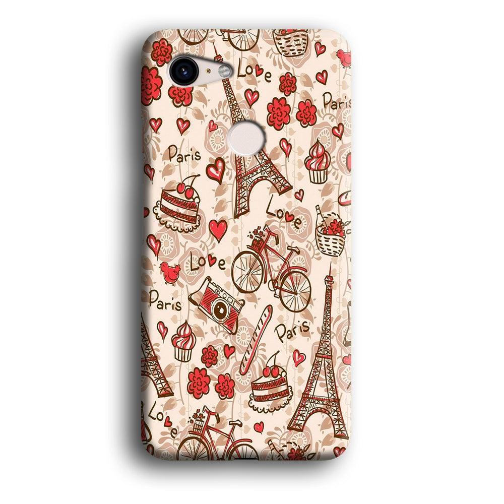Motif Paris Love Google Pixel 3 XL 3D Case-Xtracase