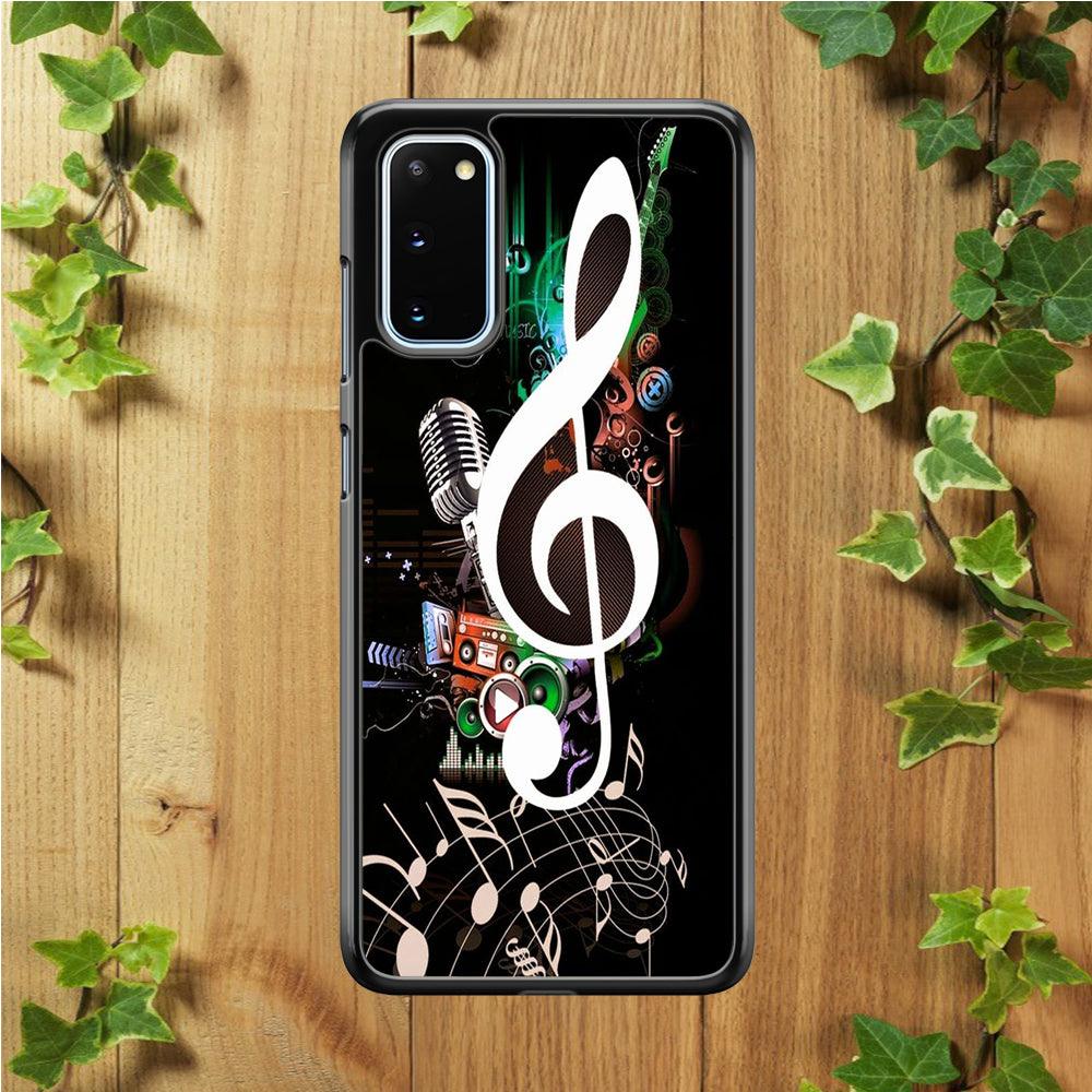 Music Art Colorfull 005 Samsung Galaxy S20 Case-Rubber / White (2D Case)-Xtracase