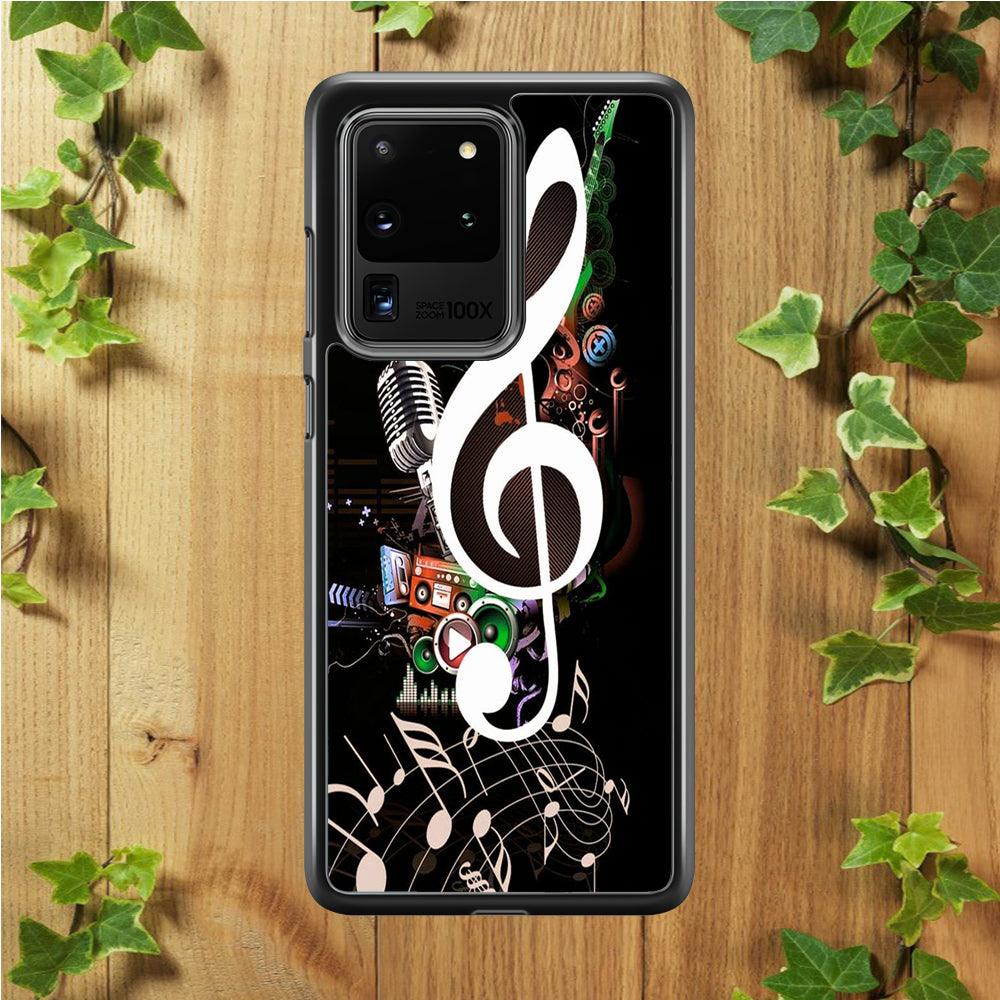 Music Art Colorfull 005 Samsung Galaxy S20 Ultra Case-Rubber / White (2D Case)-Xtracase