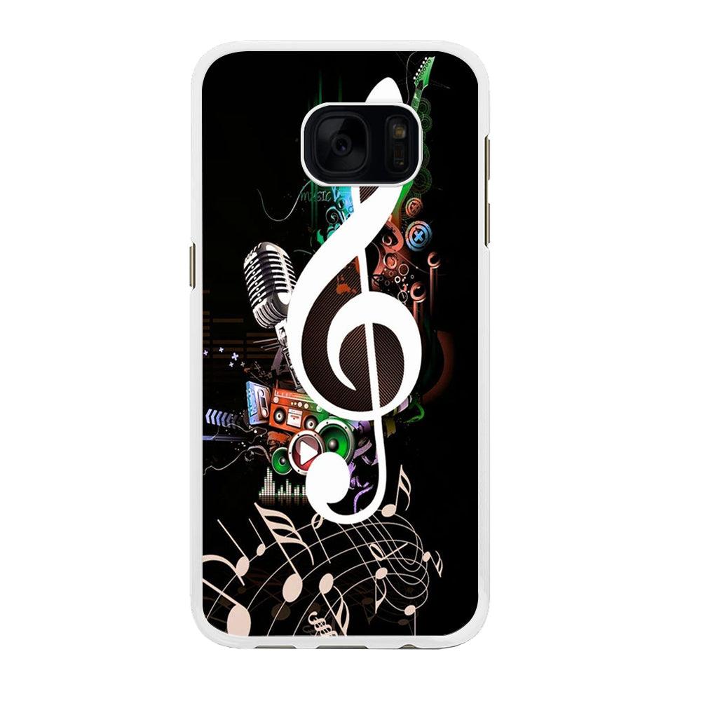 Music Art Colorfull 005 Samsung Galaxy S7 Edge Case-Rubber / White (2D Case)-Xtracase