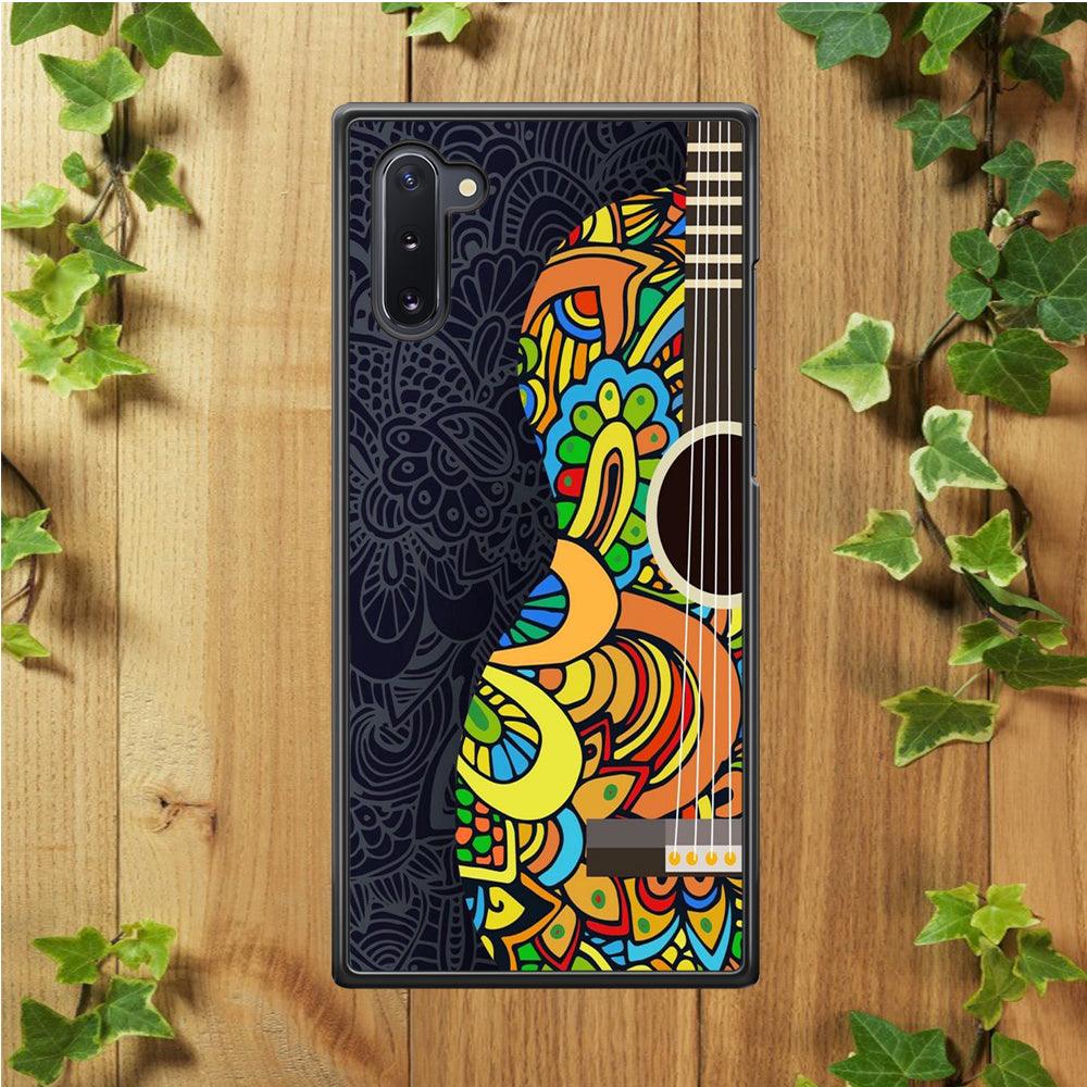 Music Guitar Art 001 Samsung Galaxy Note 10 Case-Rubber / White (2D Case)-Xtracase