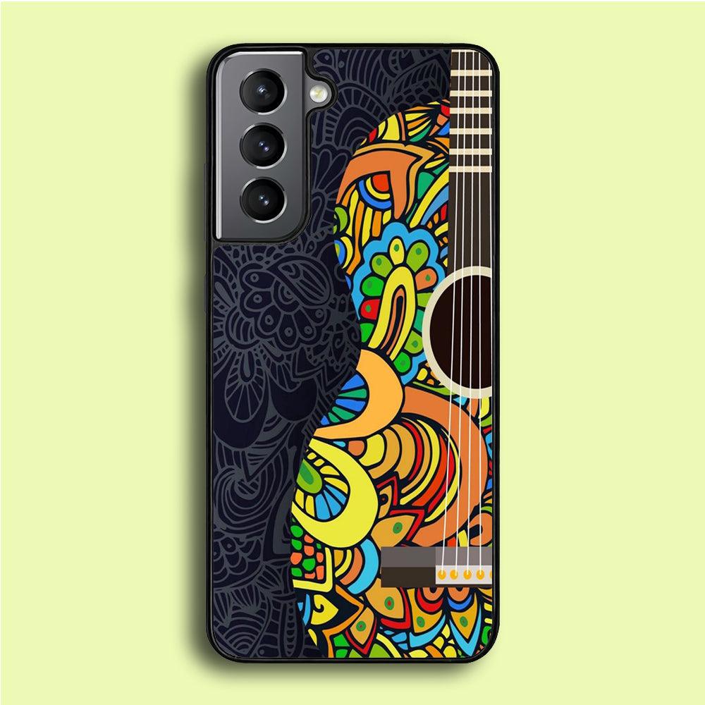 Music Guitar Art 001 Samsung Galaxy S21 Plus Case-Rubber / White (2D Case)-Xtracase