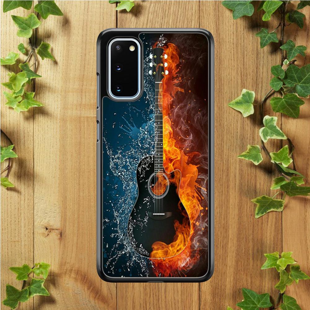 Music Guitar Art 002 Samsung Galaxy S20 Case-Rubber / Black (2D Case)-Xtracase