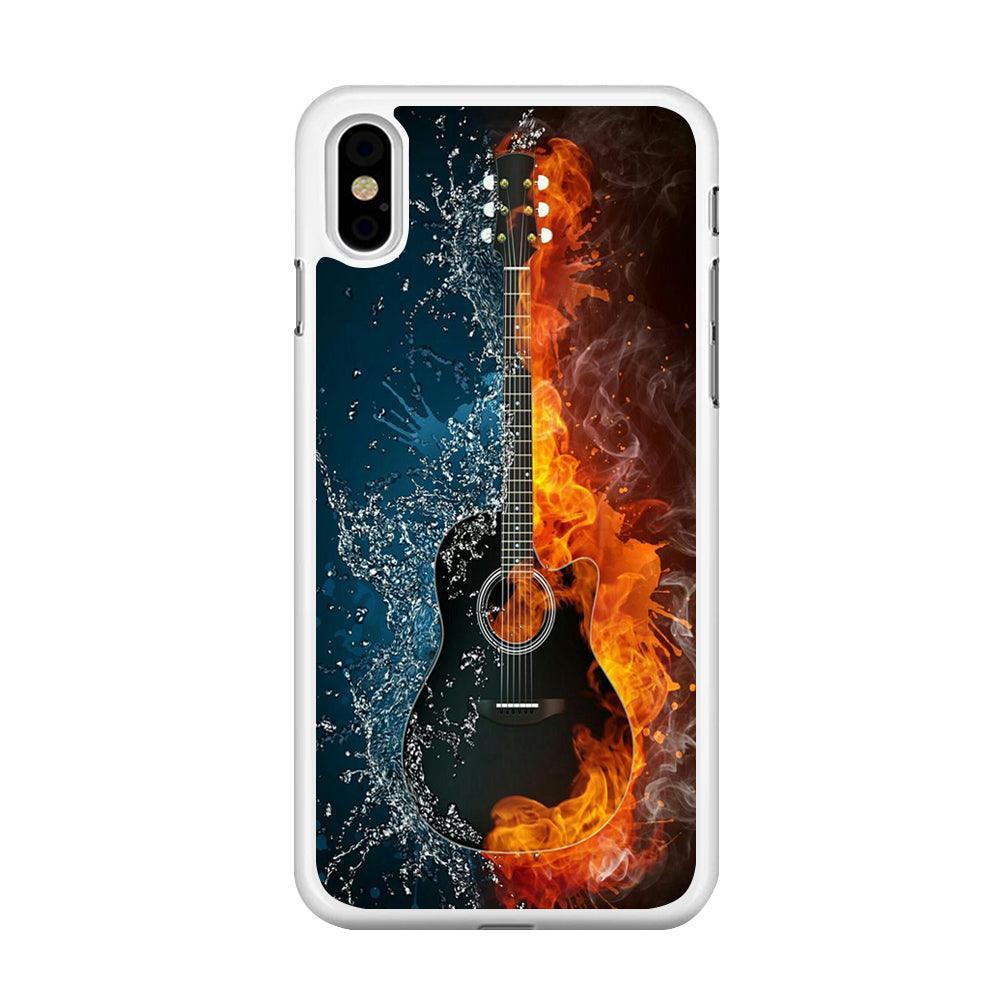 Music Guitar Art 002 iPhone Xs Max Case-Rubber / White (2D Case)-Xtracase