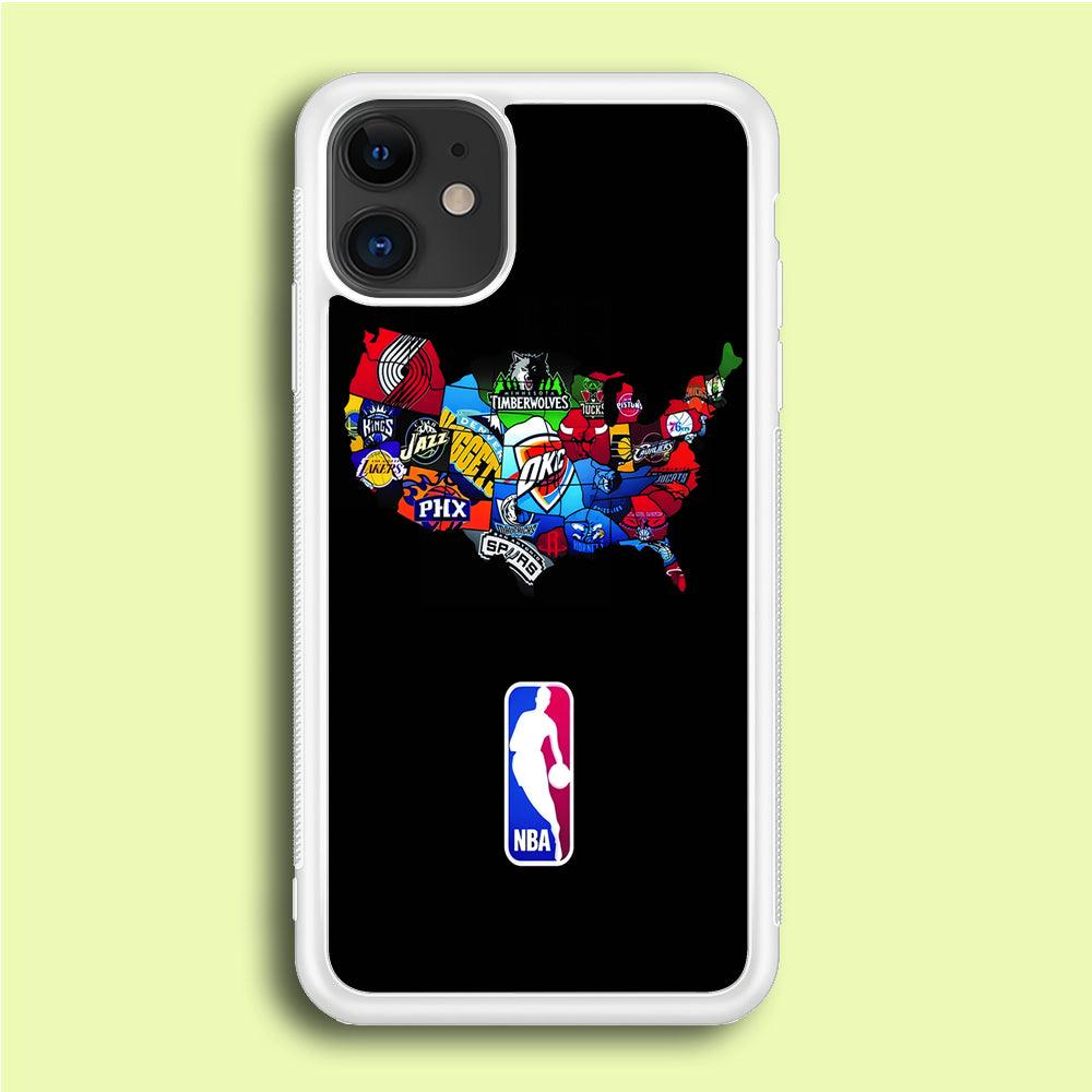 NBA Basketball iPhone 12 Case-Rubber / White (2D Case)-Xtracase