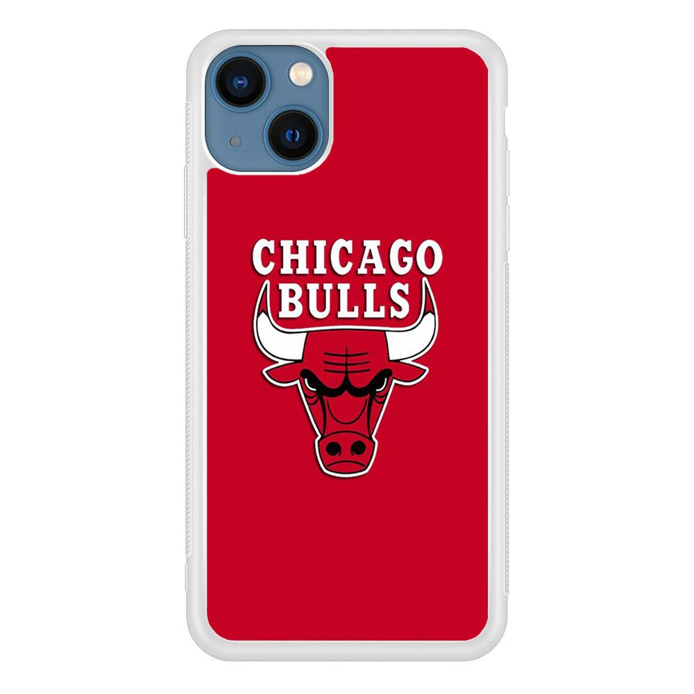 NBA Chicago Bulls Basketball 001 iPhone 13 Case-Rubber / White (2D Case)-Xtracase