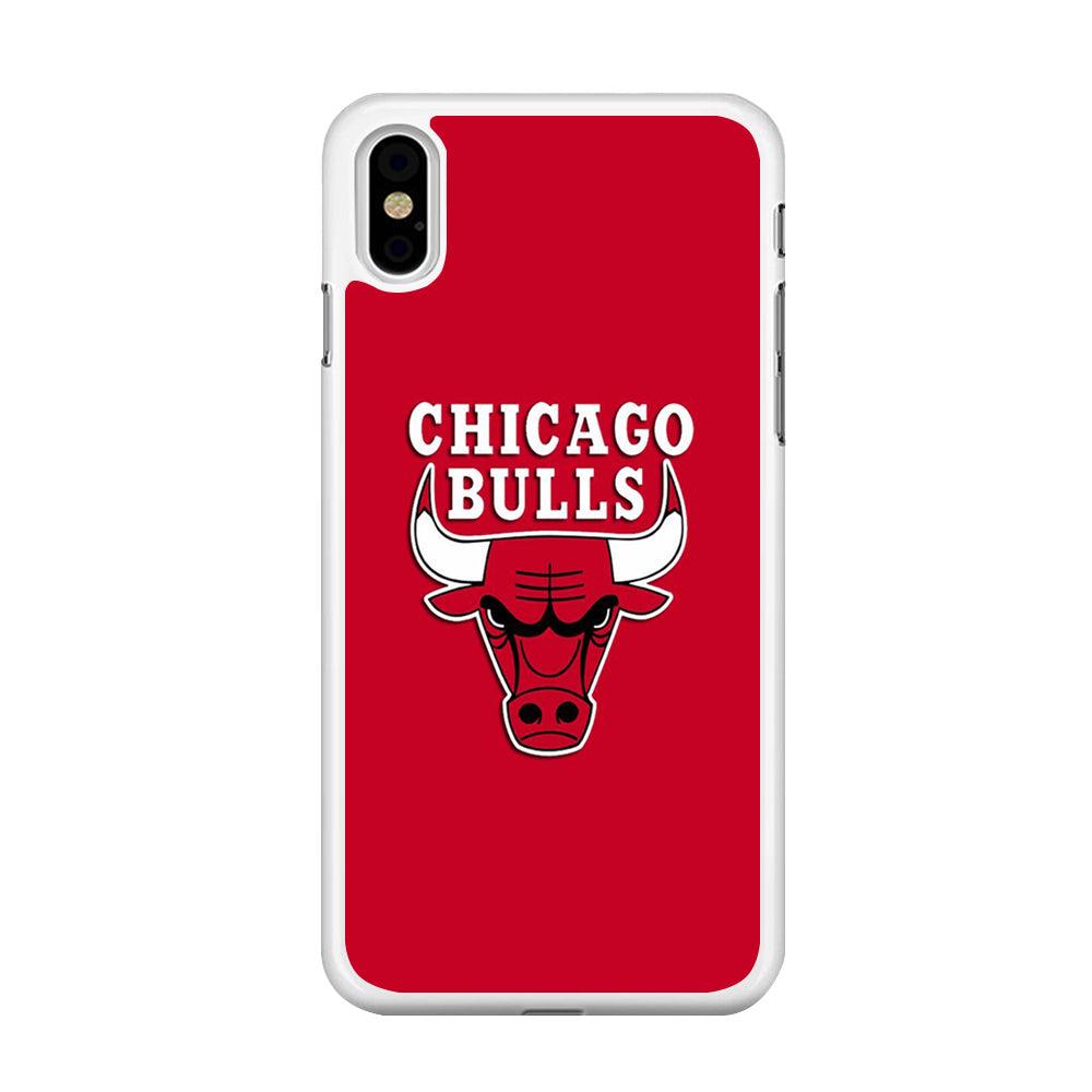 NBA Chicago Bulls Basketball 001 iPhone X Case-Rubber / White (2D Case)-Xtracase
