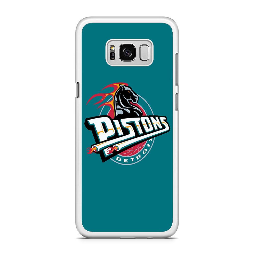 NBA Detroit Pistons Basketball 001 Samsung Galaxy S8 Case-Rubber / White (2D Case)-Xtracase