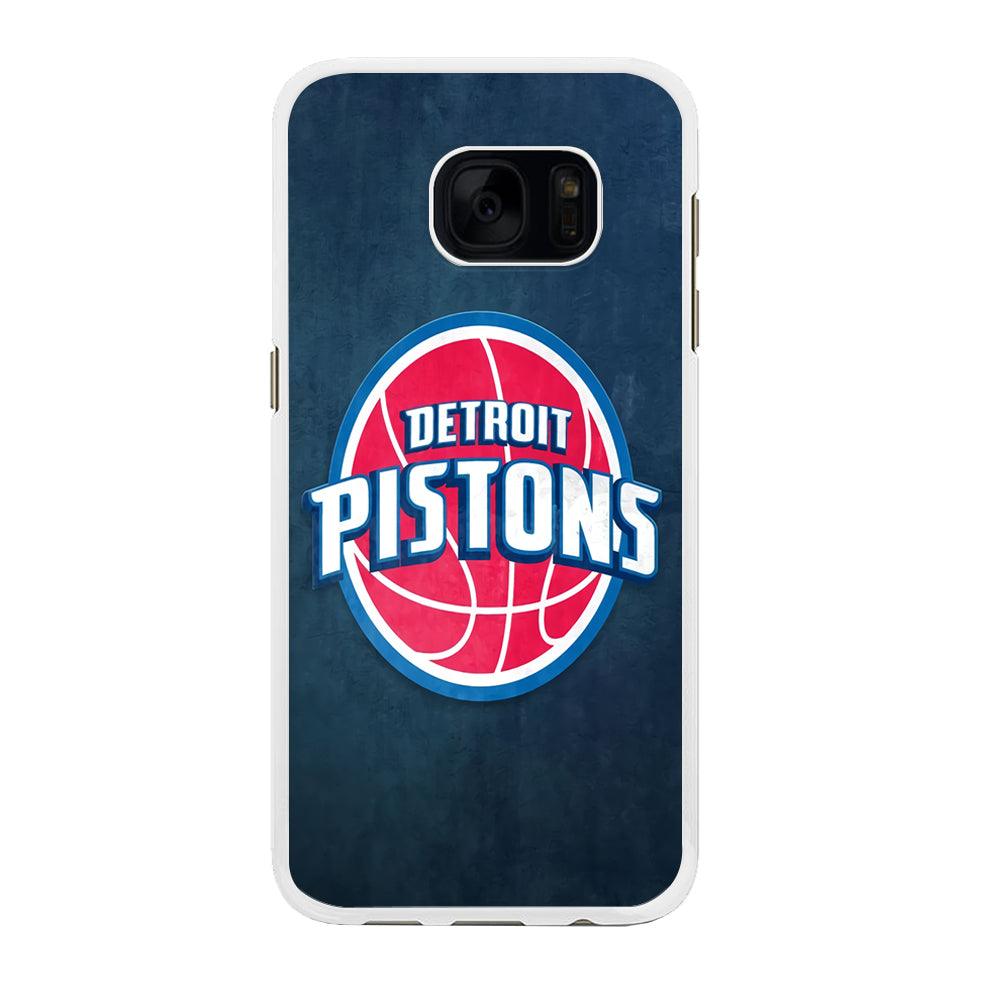 NBA Detroit Pistons Basketball 002 Samsung Galaxy S7 Edge Case-Rubber / White (2D Case)-Xtracase
