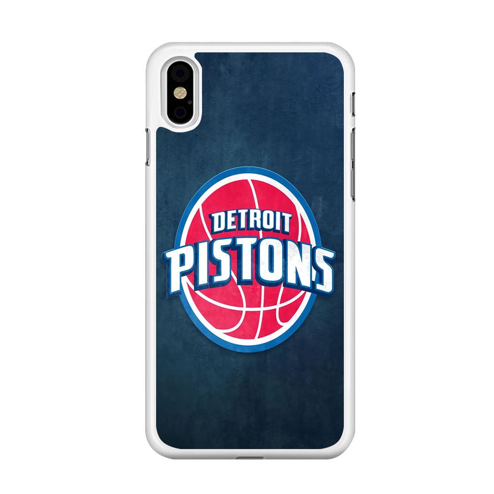 NBA Detroit Pistons Basketball 002 iPhone Xs Case-Rubber / White (2D Case)-Xtracase
