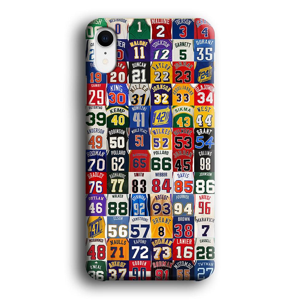 NBA Jersey Number Legends iPhone XR Case-Plastic / Full Wrap (3D Case)-Xtracase