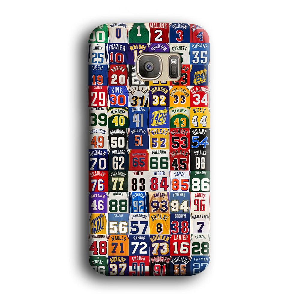 NBA Jersey Number Legends Samsung Galaxy S7 Edge Case-Plastic / Full Wrap (3D Case)-Xtracase