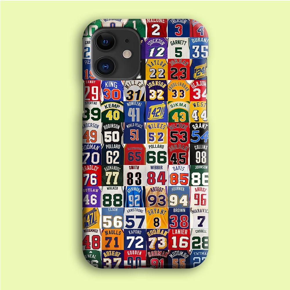 NBA Jersey Number Legends iPhone 12 Case-Plastic / Full Wrap (3D Case)-Xtracase