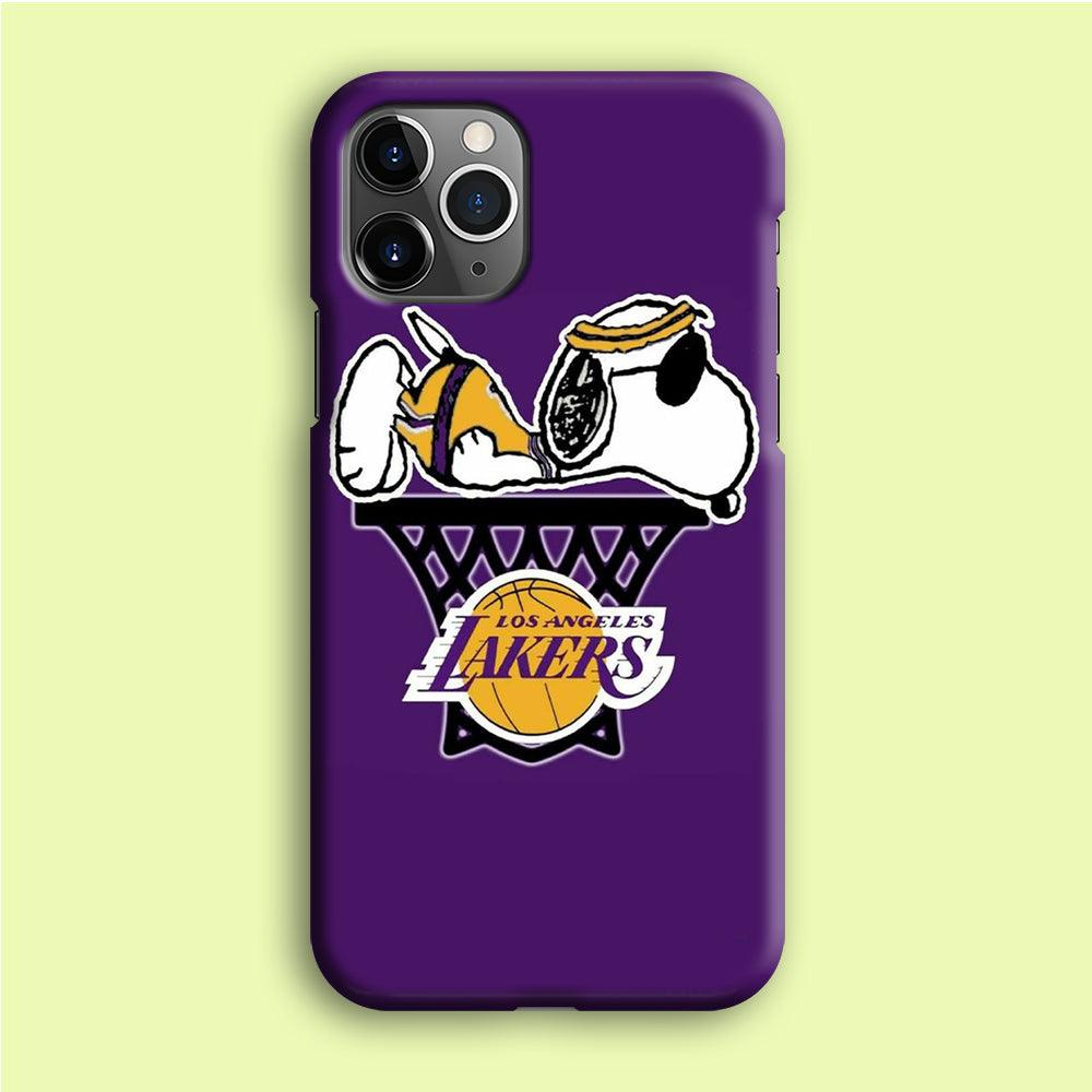 NBA Lakers Snoopy Basketball iPhone 12 Pro Case-Plastic / Full Wrap (3D Case)-Xtracase