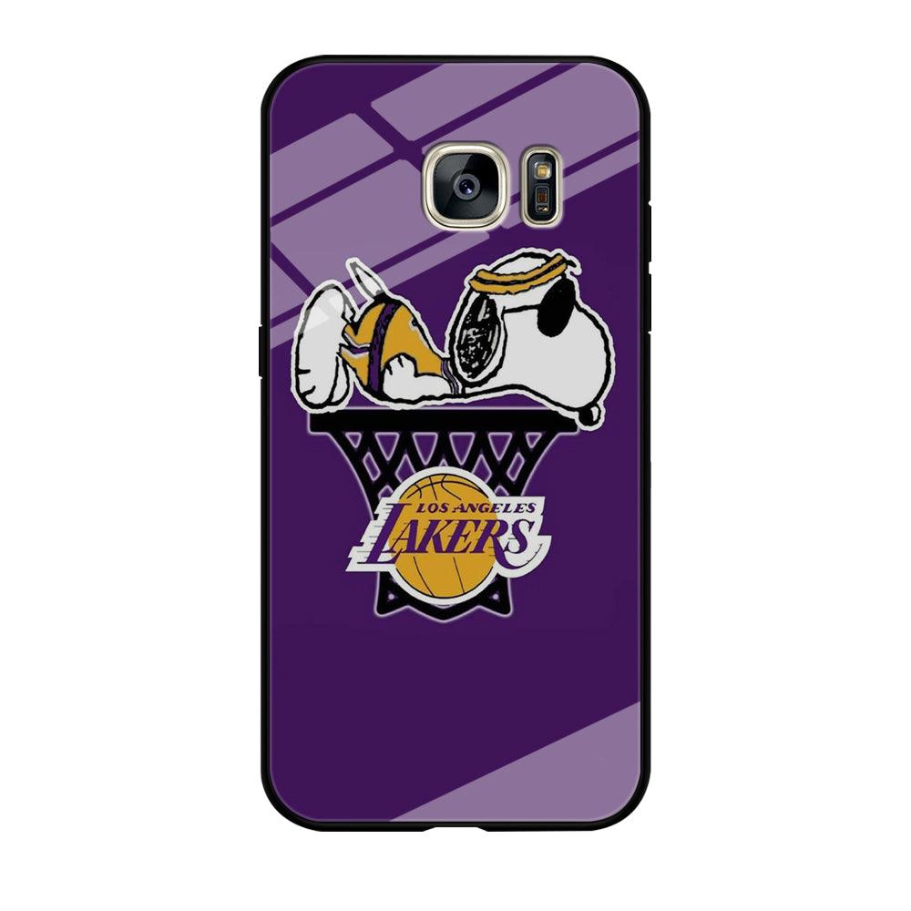 NBA Lakers Snoopy Basketball Samsung Galaxy S7 Edge Case-Tempered Glass Case-Xtracase