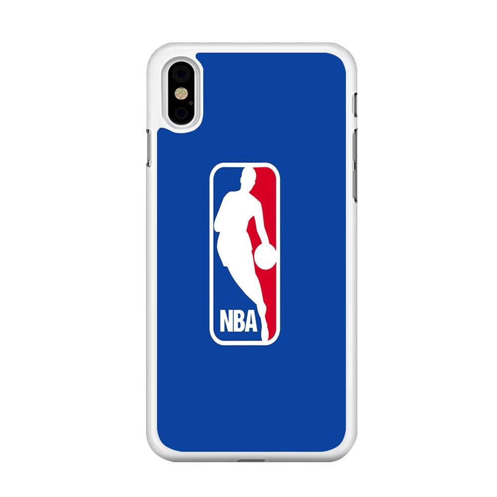 NBA Logo iPhone Xs Case-Rubber / White (2D Case)-Xtracase