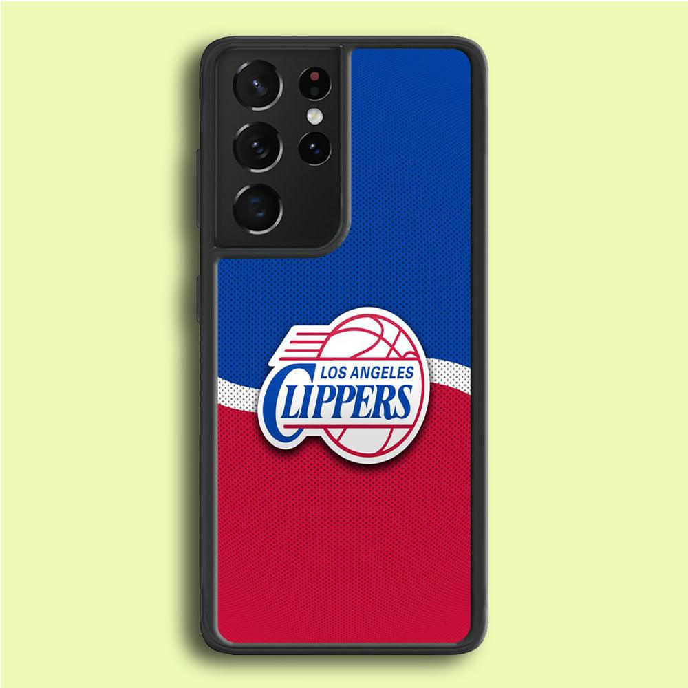 NBA Los Angeles Clippers Basketball 002 Samsung Galaxy S21 Ultra Case-Rubber / White (2D Case)-Xtracase