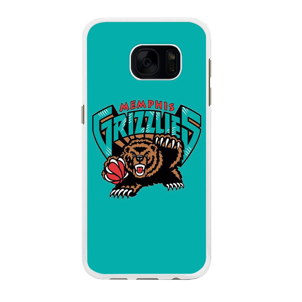 NBA Memphis Grizzlies Basketball 002 Samsung Galaxy S7 Edge Case-Rubber / White (2D Case)-Xtracase