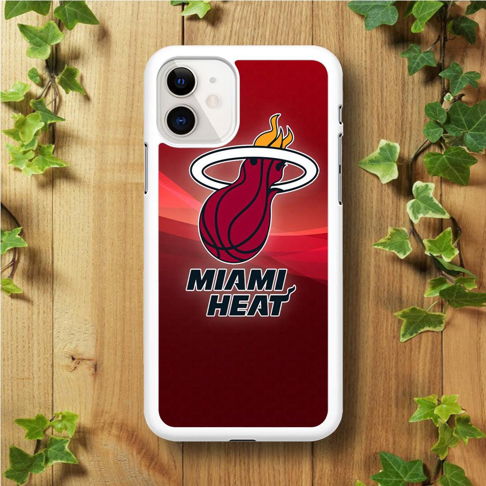 NBA Miami Heat Basketball 001 iPhone 11 Case-Rubber / White (2D Case)-Xtracase