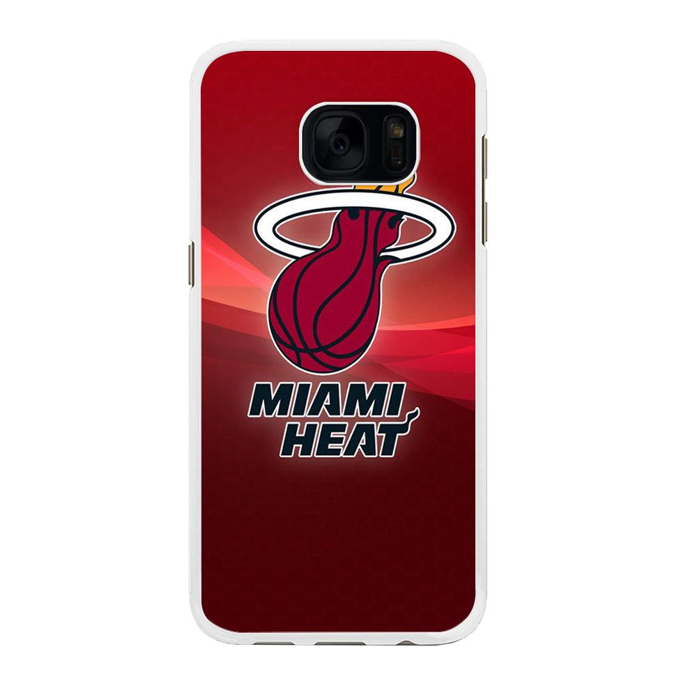 NBA Miami Heat Basketball 001 Samsung Galaxy S7 Edge Case-Rubber / White (2D Case)-Xtracase
