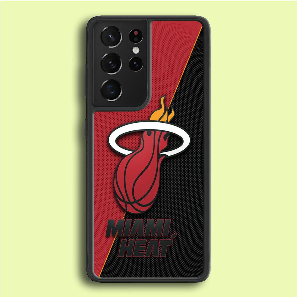 NBA Miami Heat Basketball 002 Samsung Galaxy S25 Ultra Case-Rubber / White (2D Case)-Xtracase