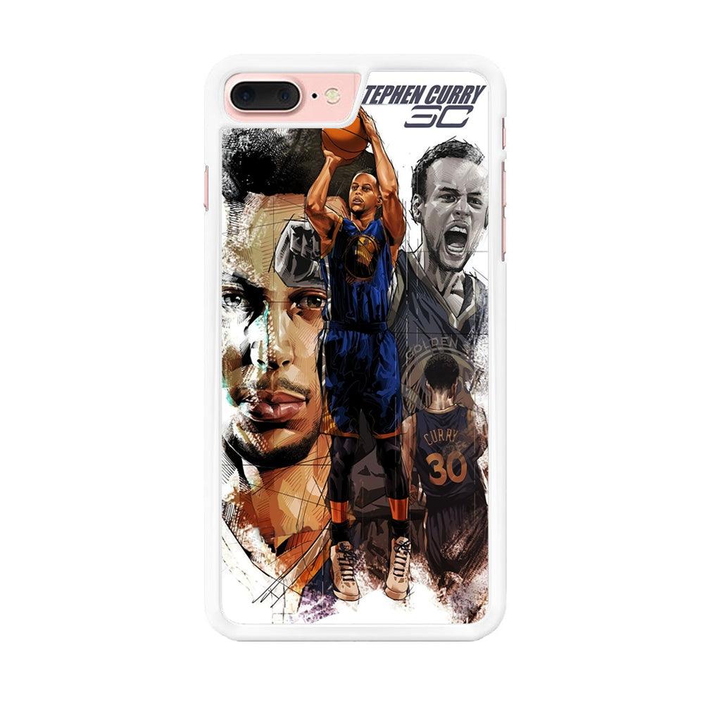 NBA Stephen Curry iPhone 7 Plus Case-Rubber / White (2D Case)-Xtracase