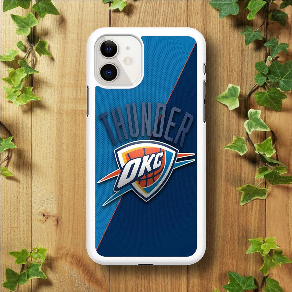 NBA Thunder Basketball 001 iPhone 11 Case-Rubber / White (2D Case)-Xtracase