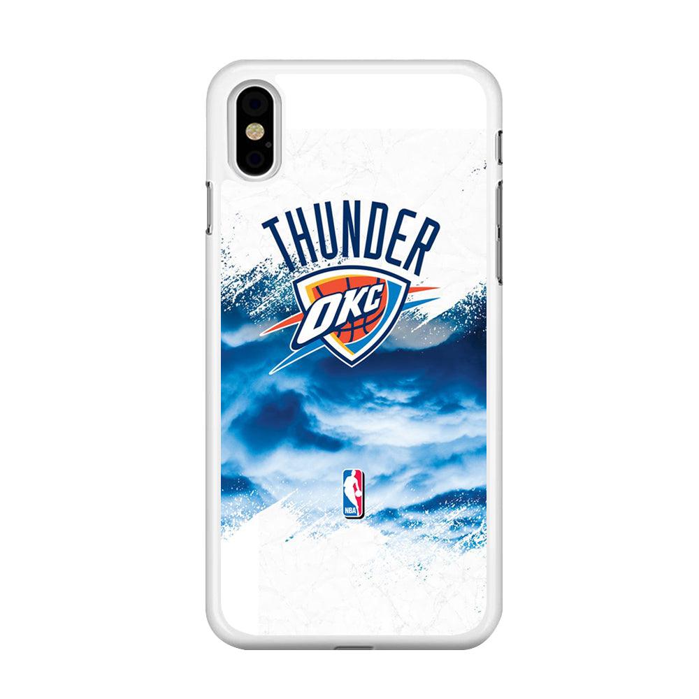 NBA Thunder Basketball 002 iPhone Xs Case-Rubber / White (2D Case)-Xtracase
