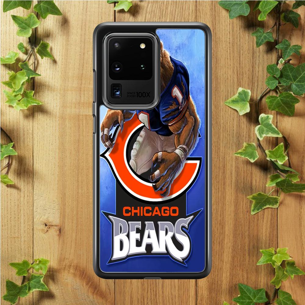 NFL Chicago Bears 001 Samsung Galaxy S20 Ultra Case-Rubber / White (2D Case)-Xtracase
