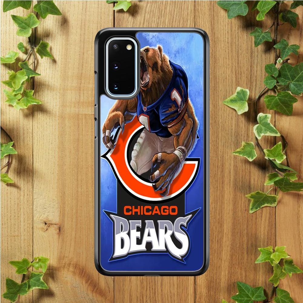 NFL Chicago Bears 001 Samsung Galaxy S20 Case-Rubber / Black (2D Case)-Xtracase
