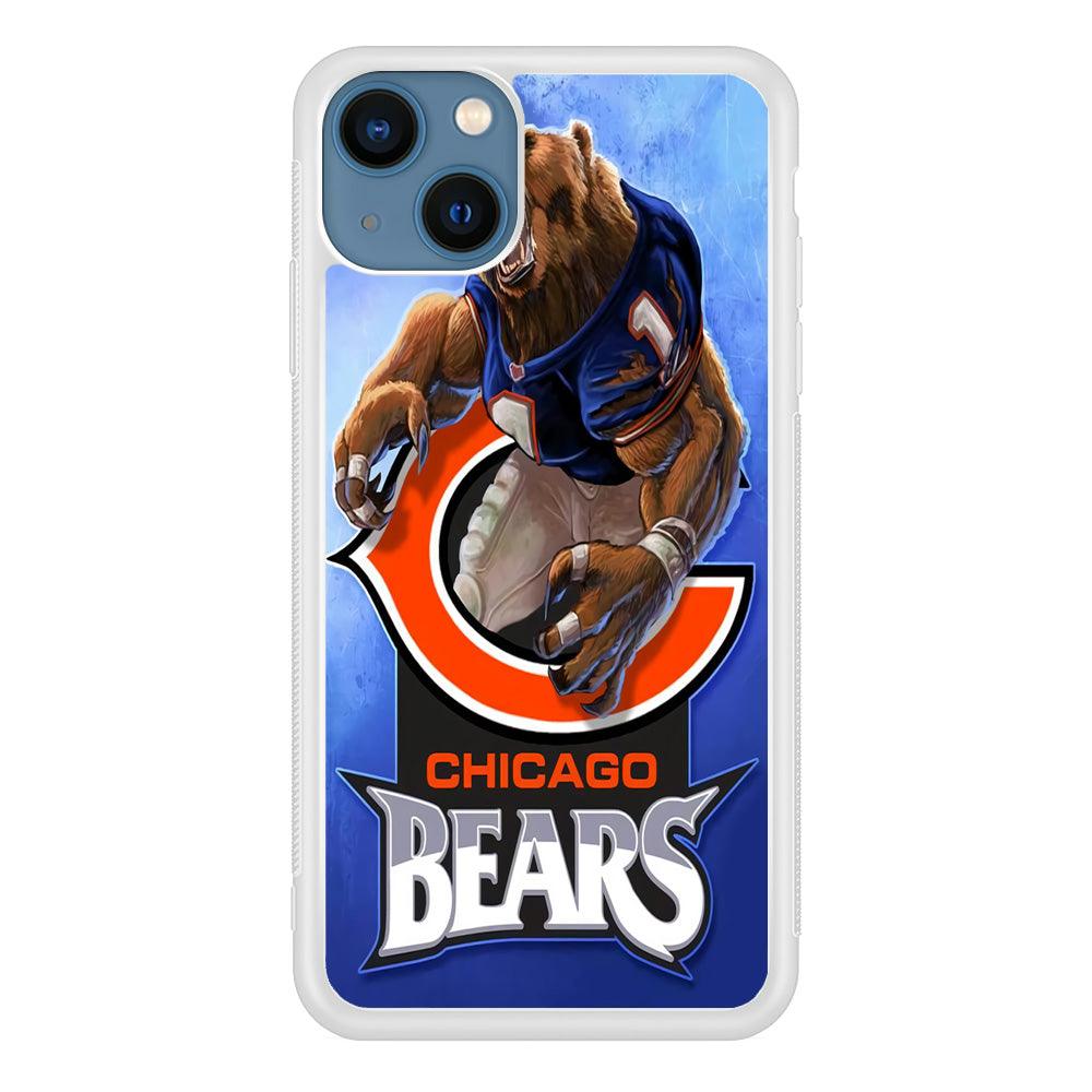 NFL Chicago Bears 001 iPhone 13 Case-Rubber / White (2D Case)-Xtracase