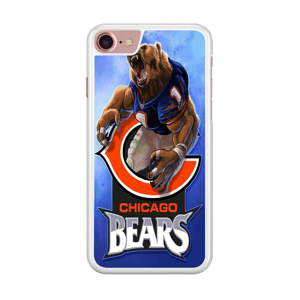 NFL Chicago Bears 001 iPhone 7 Case-Rubber / White (2D Case)-Xtracase