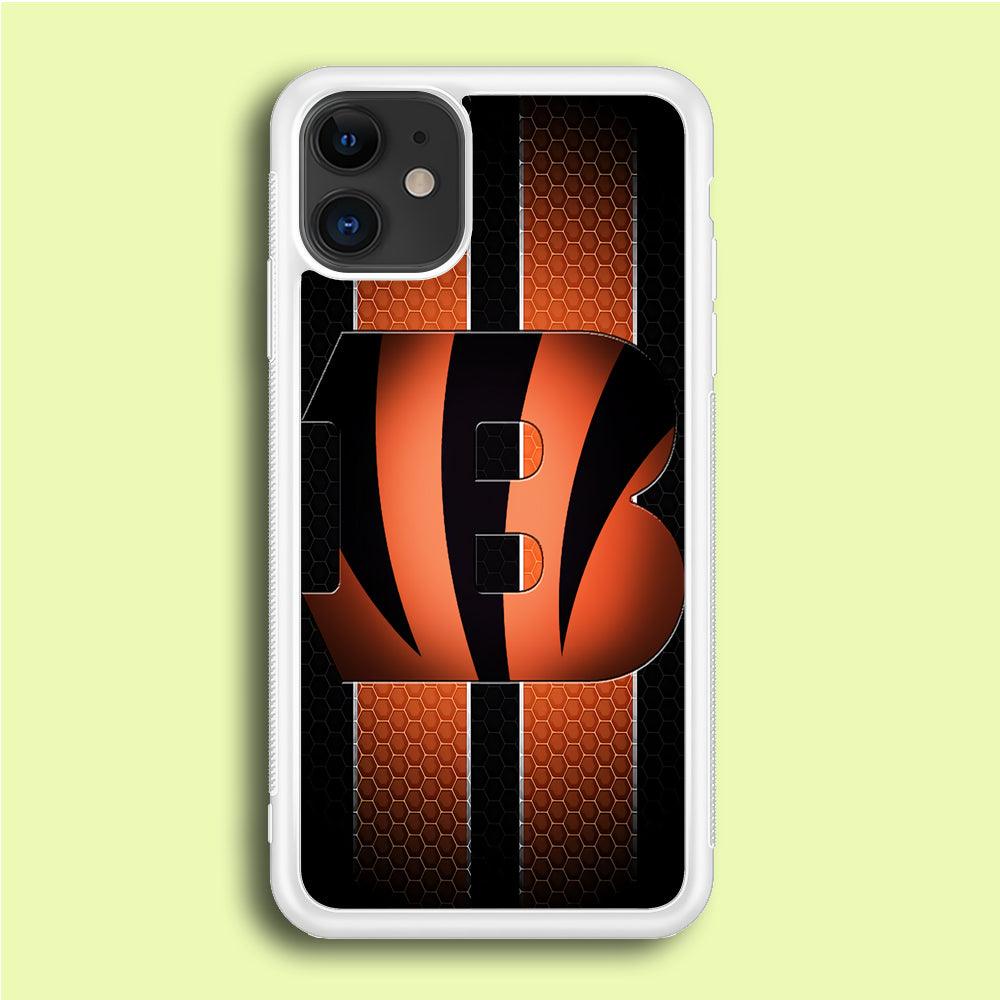 NFL Cincinnati Bengals 001 iPhone 12 Mini Case-Rubber / White (2D Case)-Xtracase
