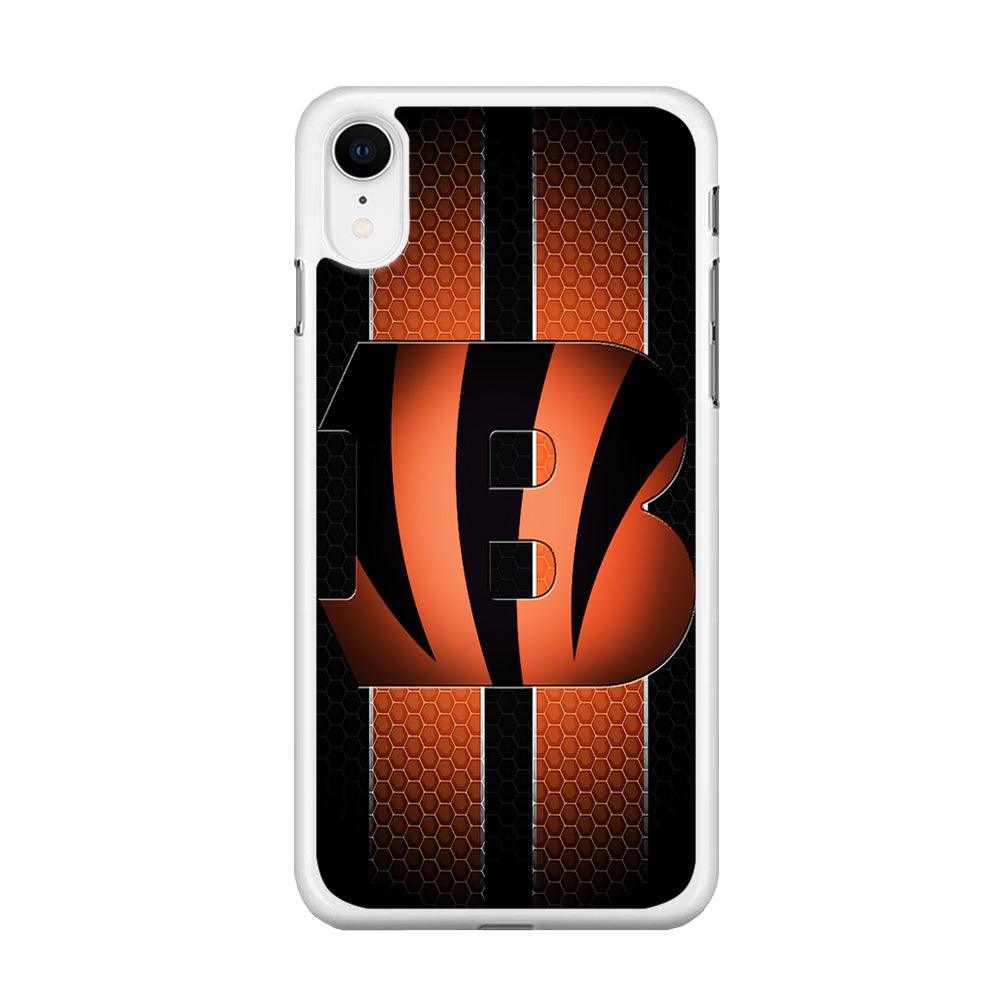 NFL Cincinnati Bengals 001 iPhone XR Case-Rubber / White (2D Case)-Xtracase