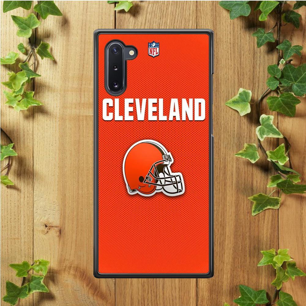NFL Cleveland Browns 001 Samsung Galaxy Note 10 Case-Rubber / White (2D Case)-Xtracase