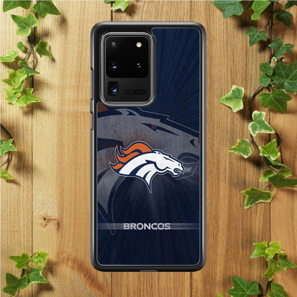 NFL Denver Broncos 001 Samsung Galaxy S20 Ultra Case-Rubber / White (2D Case)-Xtracase