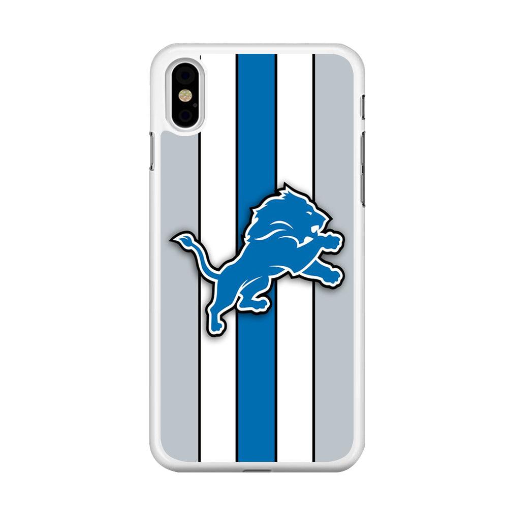 NFL Detroit Lions 001 iPhone Xs Max Case-Rubber / White (2D Case)-Xtracase