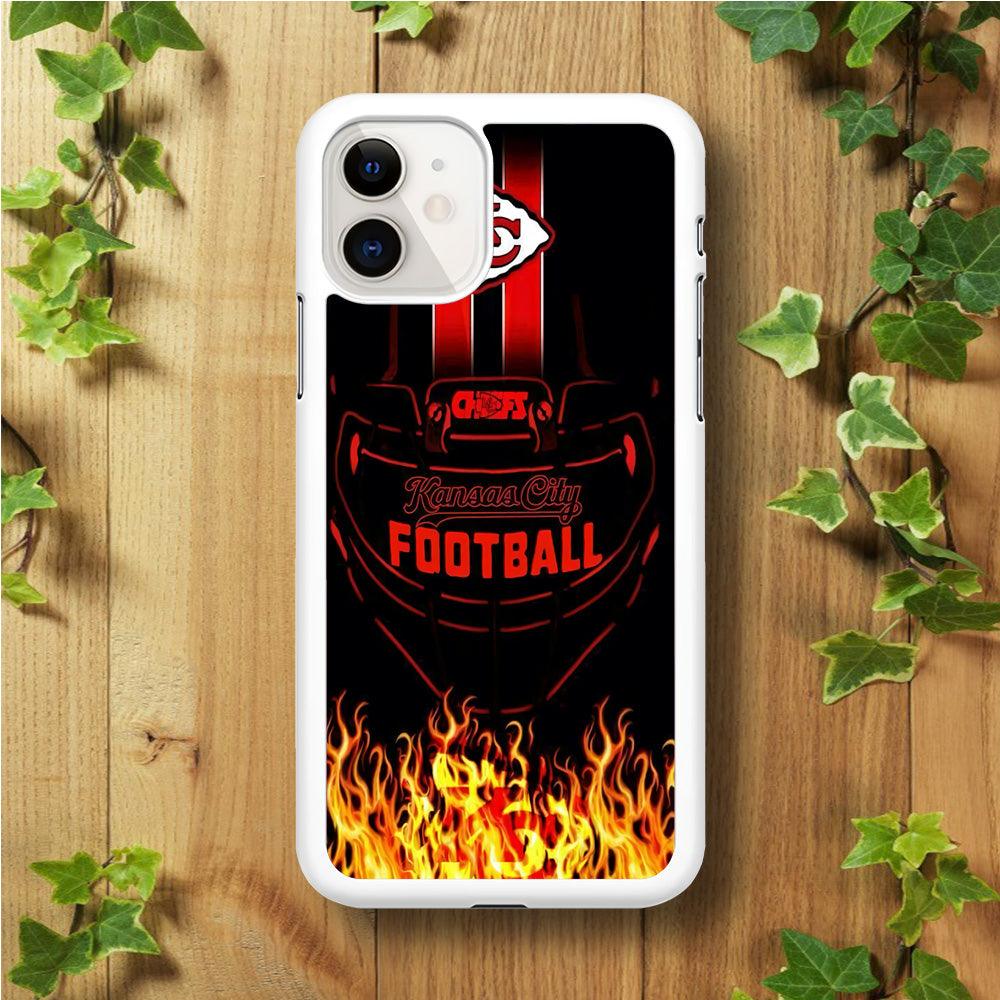 NFL Kansas City Chiefs 001 iPhone 11 Case-Rubber / White (2D Case)-Xtracase