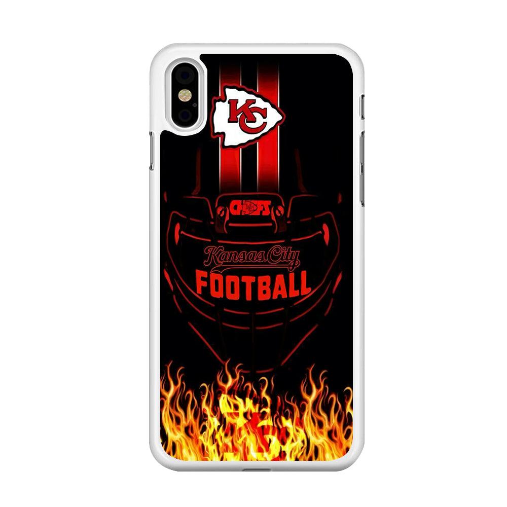 NFL Kansas City Chiefs 001 iPhone Xs Case-Rubber / White (2D Case)-Xtracase
