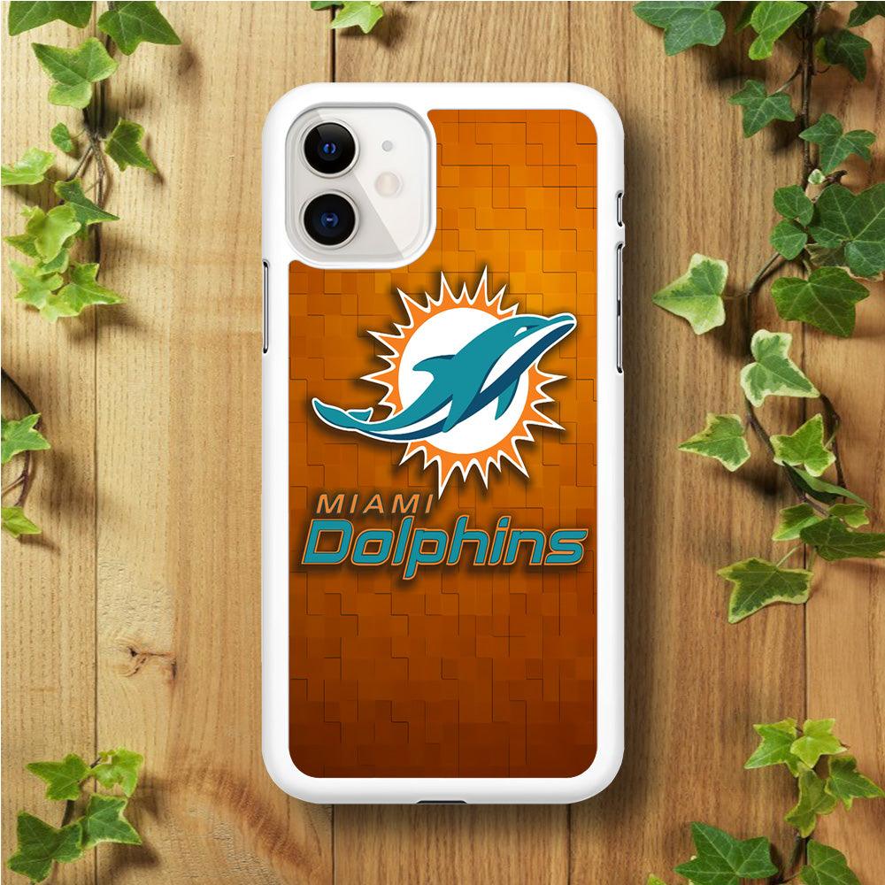 NFL Miami Dolphins 001 iPhone 11 Case-Rubber / White (2D Case)-Xtracase