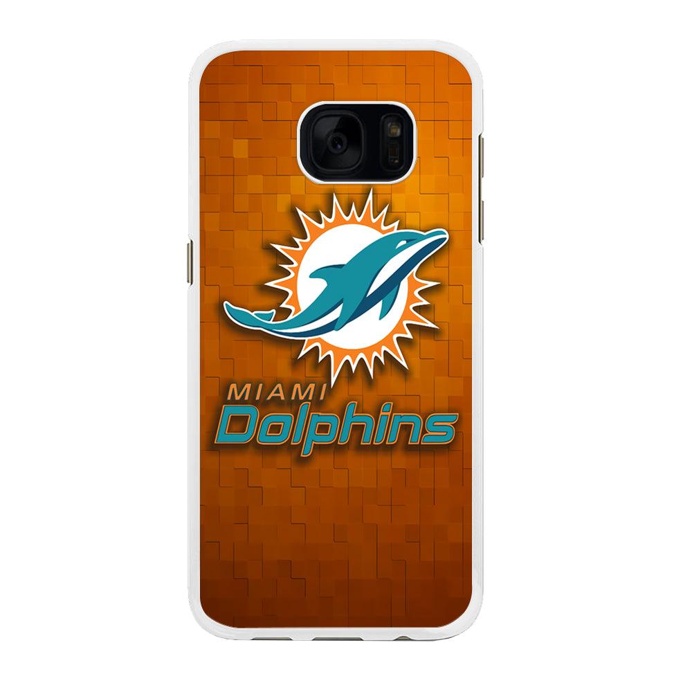 NFL Miami Dolphins 001 Samsung Galaxy S7 Edge Case-Rubber / White (2D Case)-Xtracase