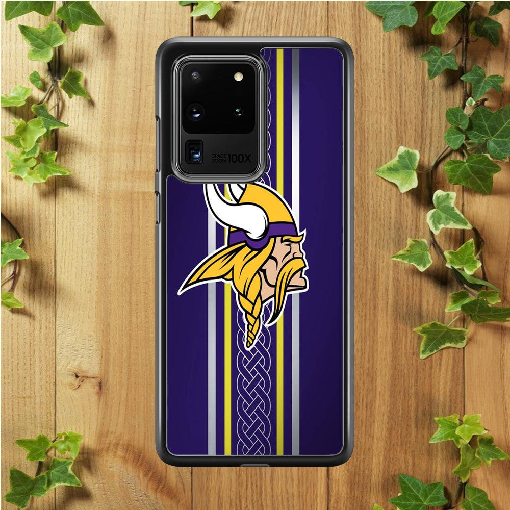 NFL Minnesota Vikings 001 Samsung Galaxy S20 Ultra Case-Rubber / White (2D Case)-Xtracase