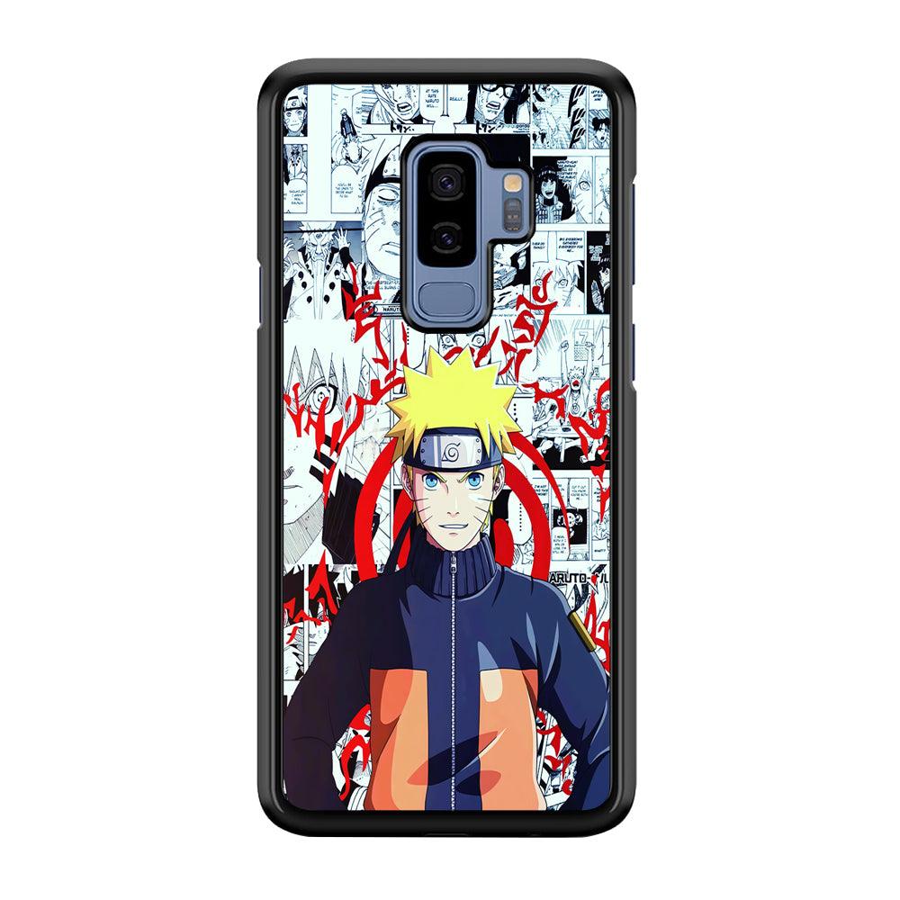 Naruto Comic Background Samsung Galaxy S9 Plus Case-Rubber / Black (2D Case)-Xtracase