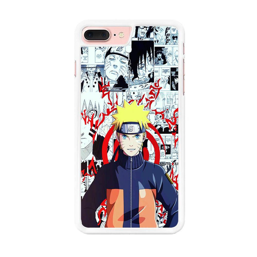 Naruto Comic Background iPhone 7 Plus Case-Rubber / White (2D Case)-Xtracase