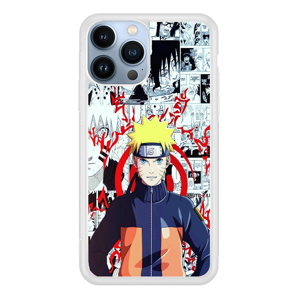 Naruto Comic Background iPhone 13 Pro Case-Rubber / White (2D Case)-Xtracase