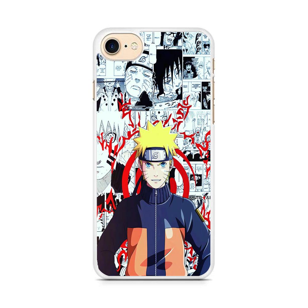 Naruto Comic Background iPhone 7 Case-Rubber / White (2D Case)-Xtracase