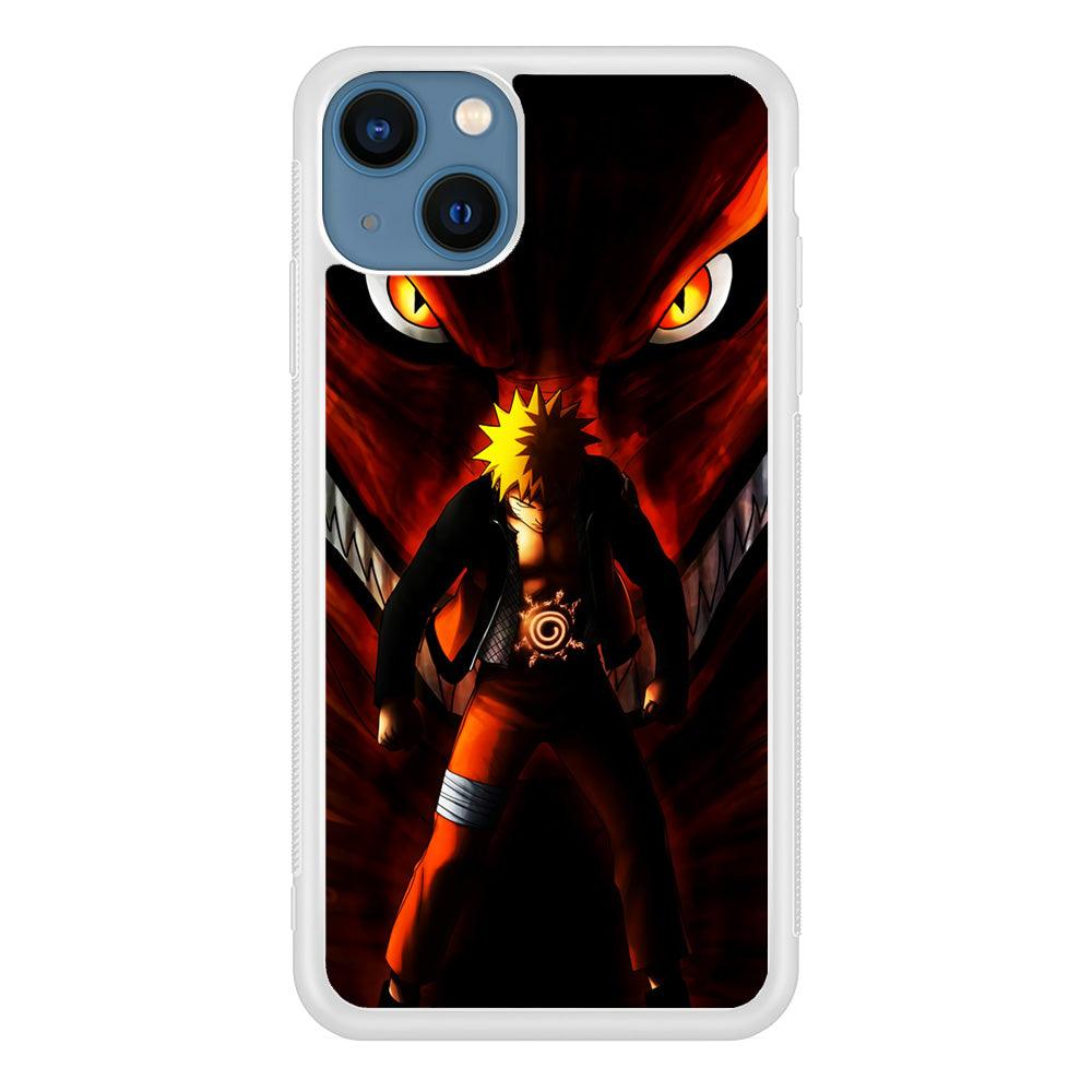 Naruto Kyuubi Mode iPhone 13 Case-Rubber / White (2D Case)-Xtracase