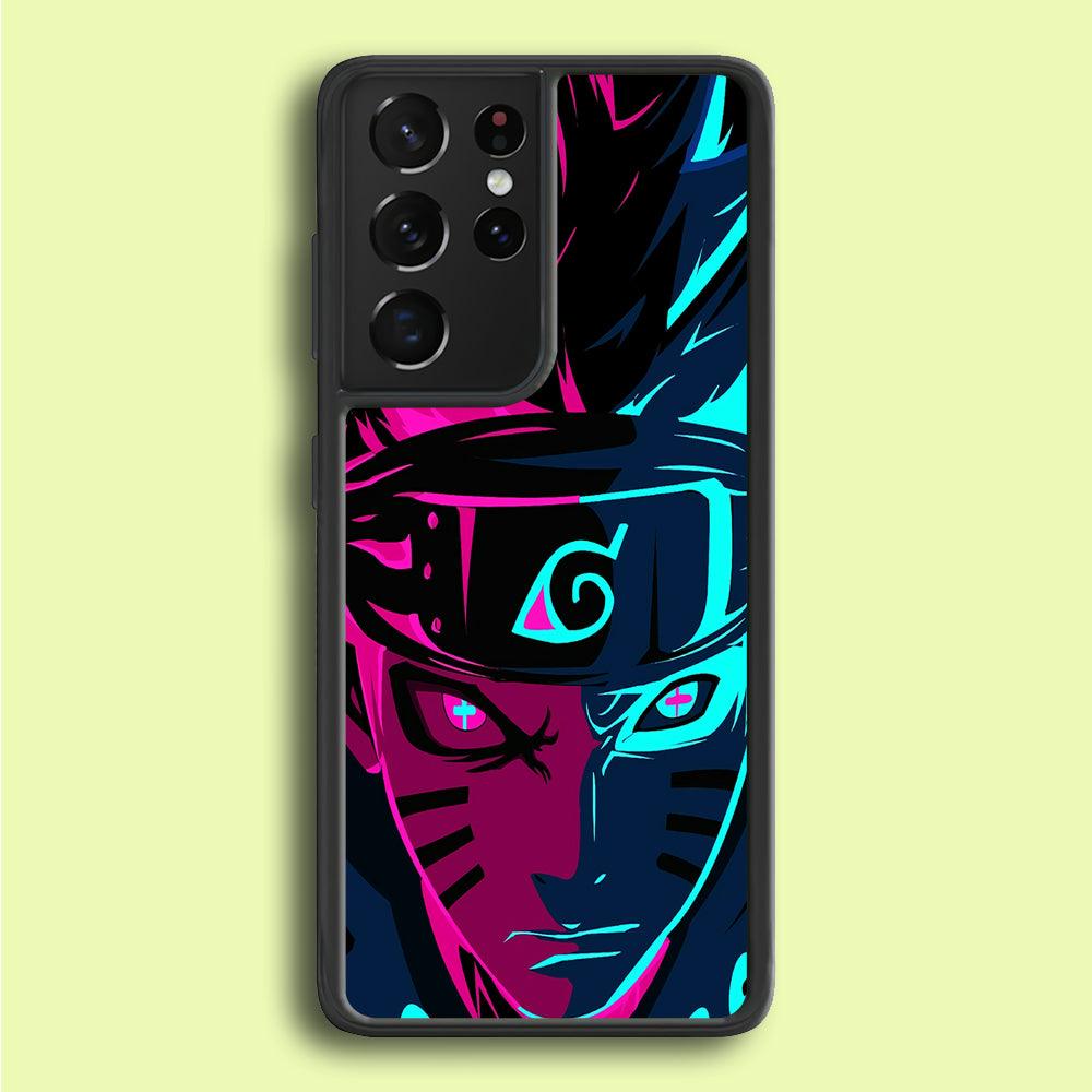 Naruto Purple Blue Art Samsung Galaxy S21 Ultra Case-Rubber / White (2D Case)-Xtracase