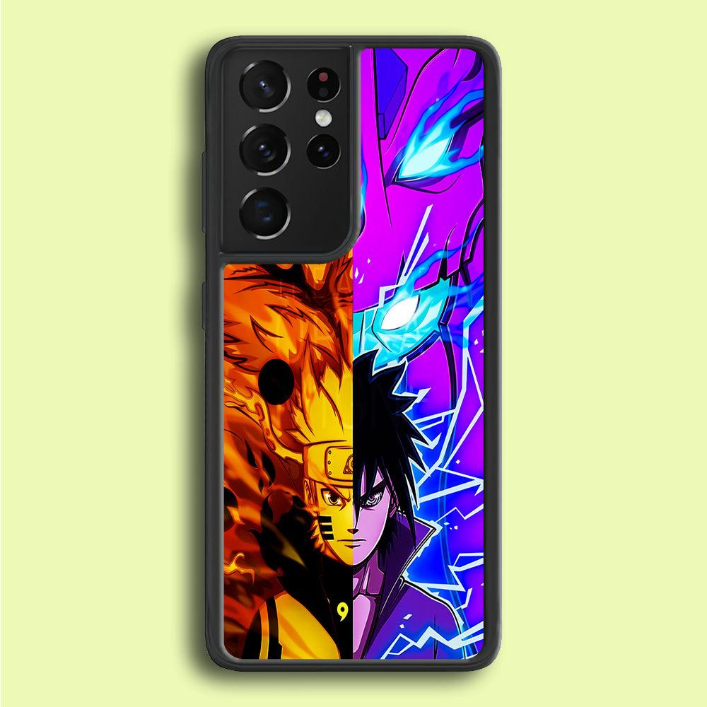 Naruto VS Sasuke Samsung Galaxy S25 Ultra Case-Rubber / White (2D Case)-Xtracase