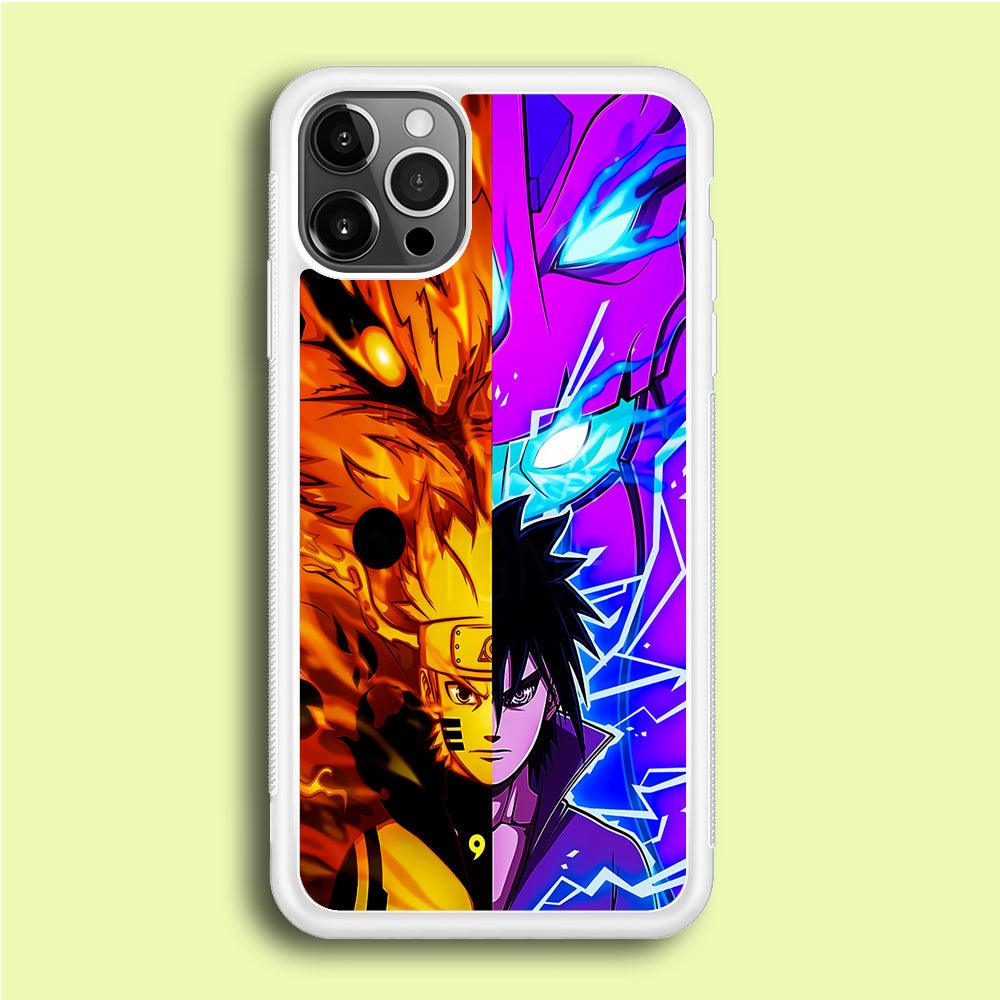 Naruto VS Sasuke iPhone 12 Pro Case-Rubber / White (2D Case)-Xtracase